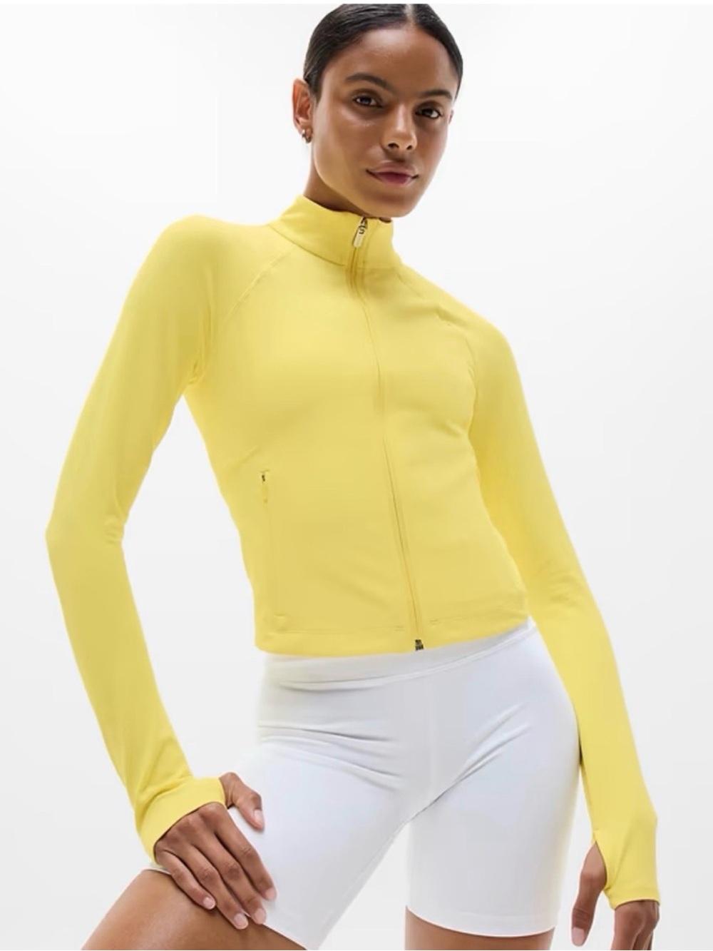 Athleta salutation crop Yellow Full-Zip crop  Jacket | Size XL